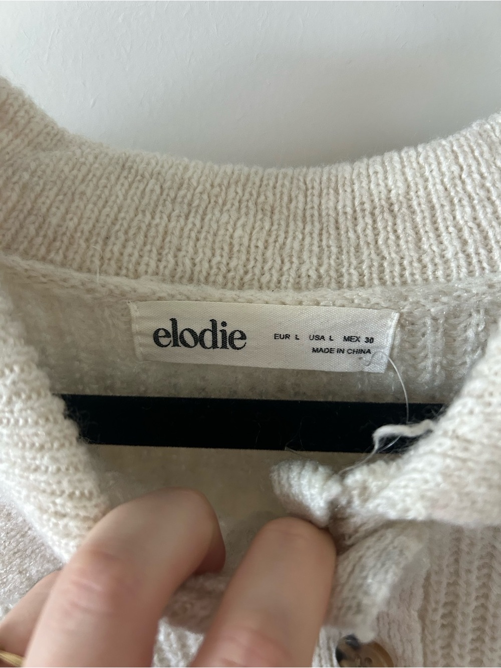 Elodie Cream Ribbed Button-Front Collared Sweater - Picture 2 of 2